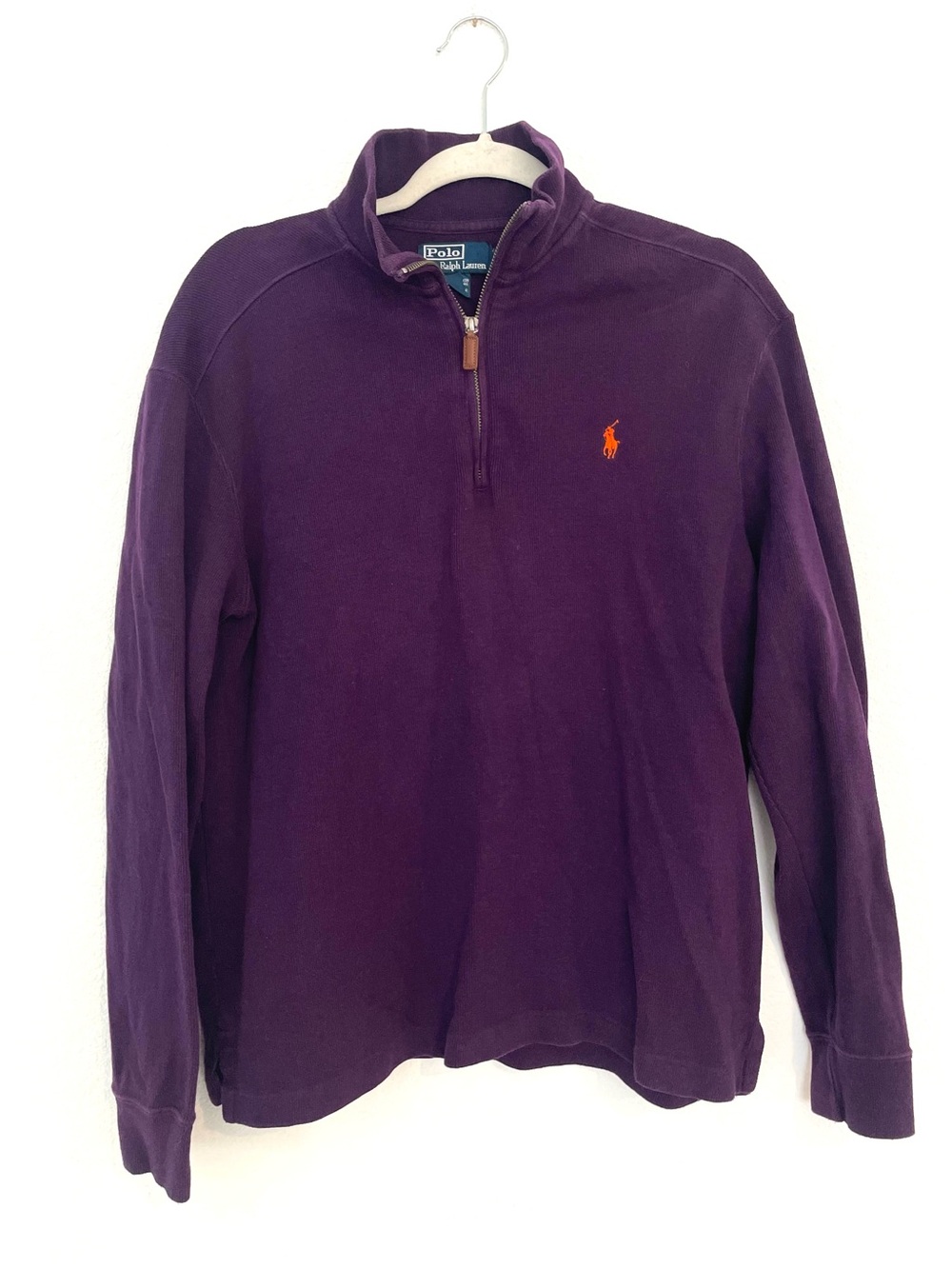 Polo Ralph Lauren Purple 1/4 Zip Pullover with Orange Pony 90s